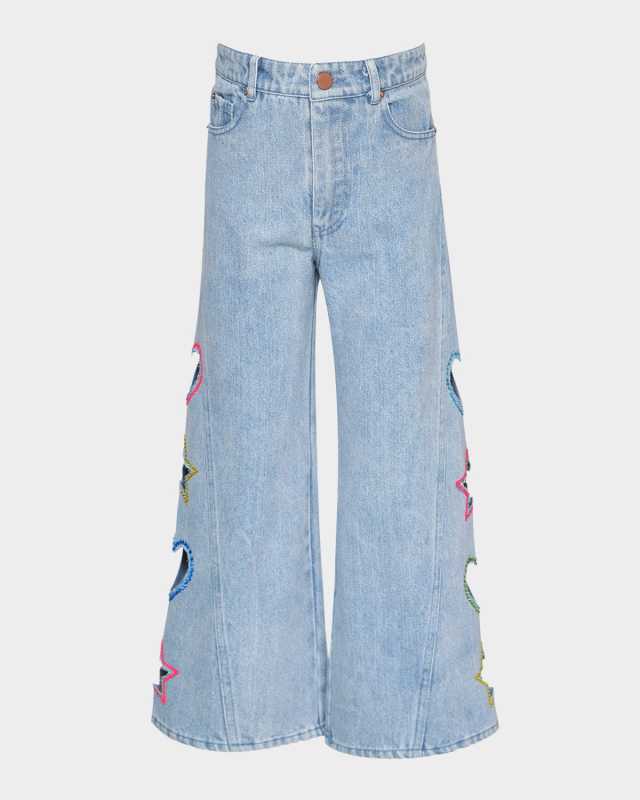Girl's Jeans W/ Hearts & Stars Cut Outs, Size 4-14